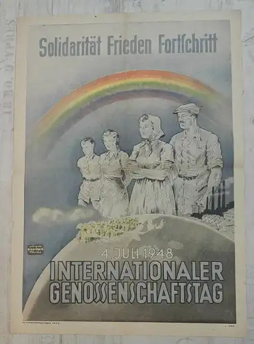 F200/ DDR Propaganda Plakat Solidarität Frieden Fortschritt 1948