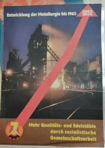 F192/ DDR Propaganda Plakat 7 Jahrplan Metallurgie 1965 klein