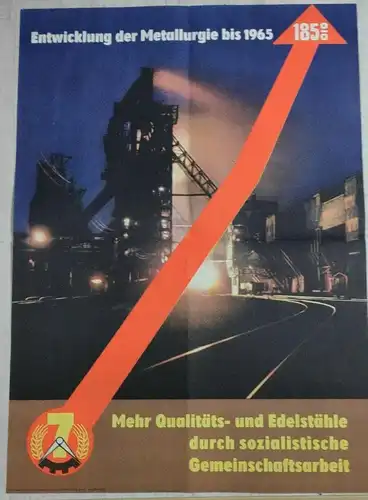 F199/ DDR Propaganda Plakat 7 Jahrplan Metallurgie 1965 groß