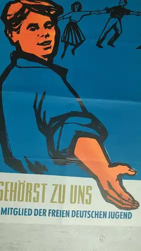 F197/ DDR Propaganda Plakat der FDJ Du gehörst zu uns