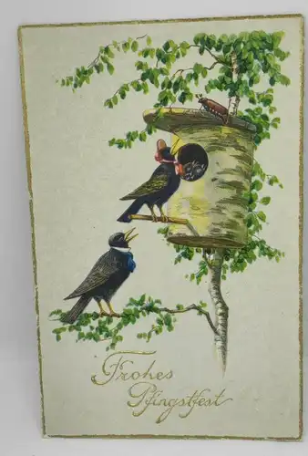 E804/ antike Glückwunschkarte Pfingsten