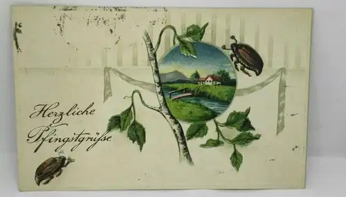E804/ antike Glückwunschkarte Pfingsten