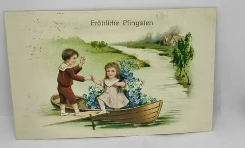 E804/ antike Glückwunschkarte Pfingsten