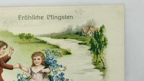 E804/ antike Glückwunschkarte Pfingsten