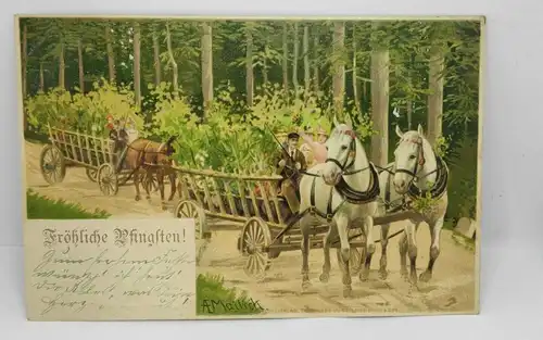 E804/ antike Glückwunschkarte Pfingsten
