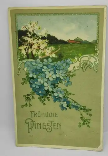 E804/ antike Glückwunschkarte Pfingsten