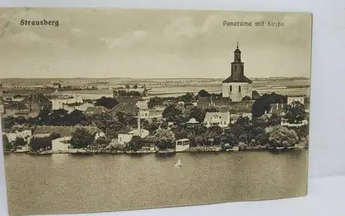 E803/ AK Strausberg Panorama mit Kirche