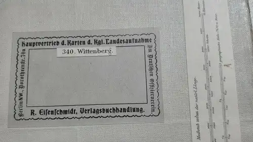 F157/ Alte Landkarte 340 Wittenberg Königreich Preußen 36 x 29 Militär