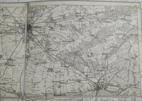 F157/ Alte Landkarte 339 Dessau Königreich Preußen 36 x 29 Militär