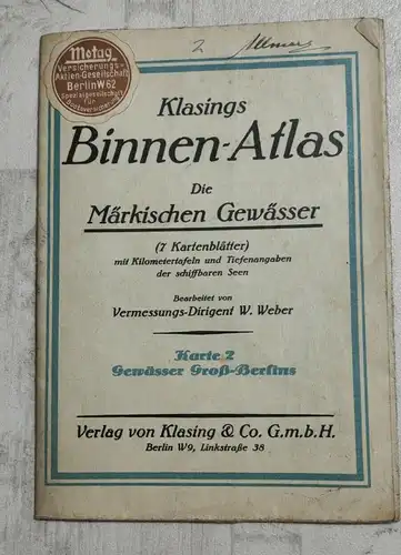 F155/ Klasings Binnen Atlas die Märkischen Gewässer Karte 2