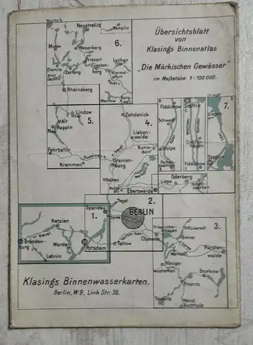 F155/ Klasings Binnen Atlas die Märkischen Gewässer Karte 1