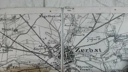 F148/ Alte Landkarte 339 Dessau 1874 Königreich Preußen 36 x 29 Militär