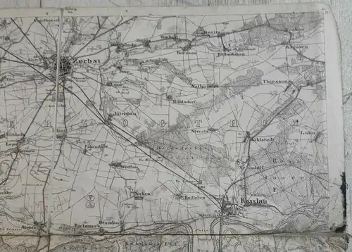 F148/ Alte Landkarte 339 Dessau 1874 Königreich Preußen 36 x 29 Militär