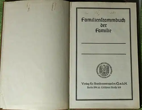 F145/ Deutsches Einheits-Familien-Stammbuch - Familienstammbuch Familie Grass