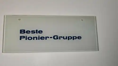 F135/ Hinterglasschild Beste  Pionier - Gruppe DDR 25 x 10 cm