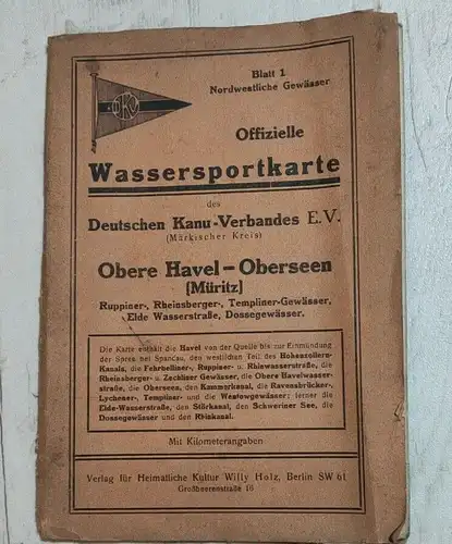 F126/ Historische Wassersportkarte des deutschen Kanu Verbandes E,V, Obere Havel