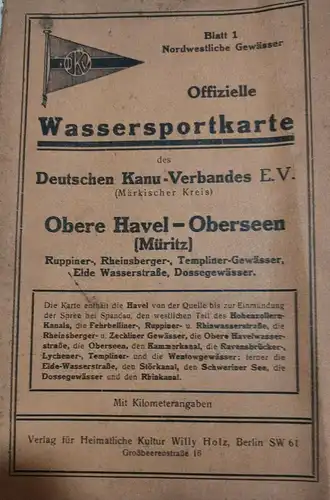 F126/ Historische Wassersportkarte des deutschen Kanu Verbandes E,V, Obere Havel