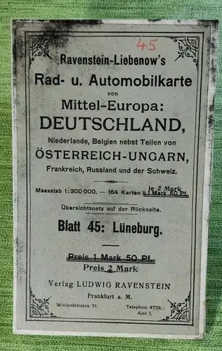 F108/ Ravenstein-Liebenow's Rad- Automobilkarte, Blatt 45 Lüneburg