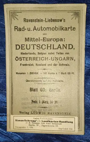 F85/Ravensteins Rad und Automobilkarte 60 Berlin Maßstab 1 : 300000