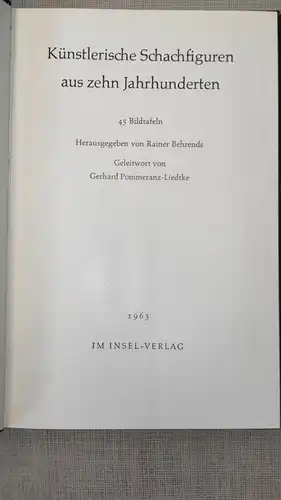 F70/  Insel-Bücherei 752 Künstlerische Schachfiguren aus zehn Jahrhunderten