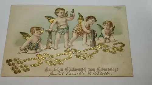 E801/ antike Geburtstagskarte Glückwunschkarte