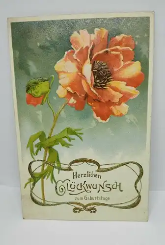 E801/ antike Geburtstagskarte Glückwunschkarte