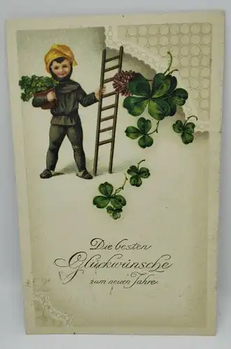 E801/ antike Neujahrskarte Neujahrsgruß 