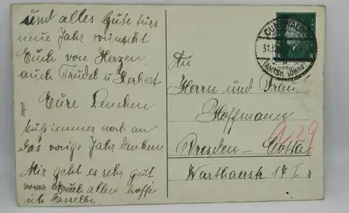 E801/ antike Neujahrskarte Neujahrsgruß Glücksschwein 