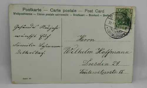 E801/ antike Neujahrskarte Neujahrsgruß Zwerg