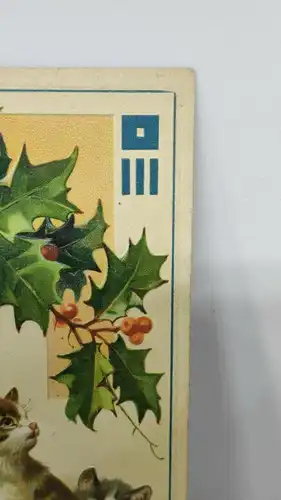 E801/ antike Neujahrskarte Neujahrsgruß um 1910 Katzen Prägekarte