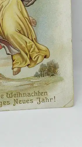 E801/ antike Neujahrskarte Neujahrsgruß Engel