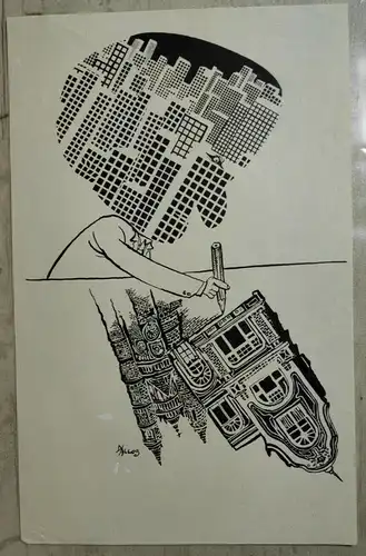 Karikatur von Jenö Dallos für Eulenspiegel Originalentwurf