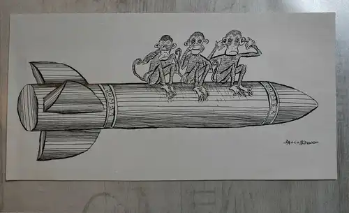 Karikatur von Jenö Dallos für Eulenspiegel Originalentwurf