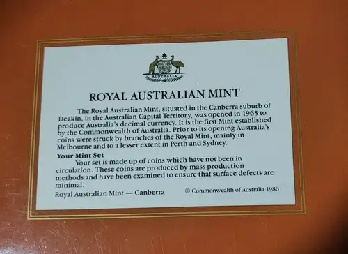 1986 Australian RAM -  COIN UNCIRCULATED Set - International year of Peace-