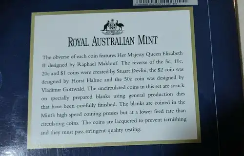 1998 Australian RAM - SIX COIN UNCIRCULATED SET - Bass & Flinders - 
