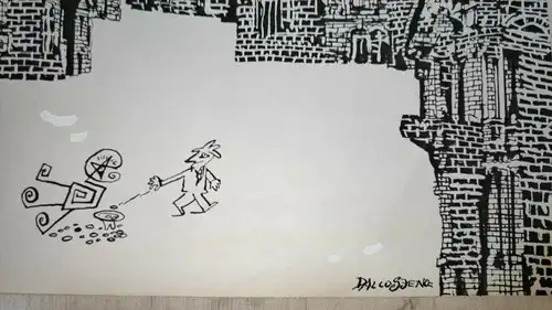 Karikatur von Jenö Dallos für Eulenspiegel Originalentwurf