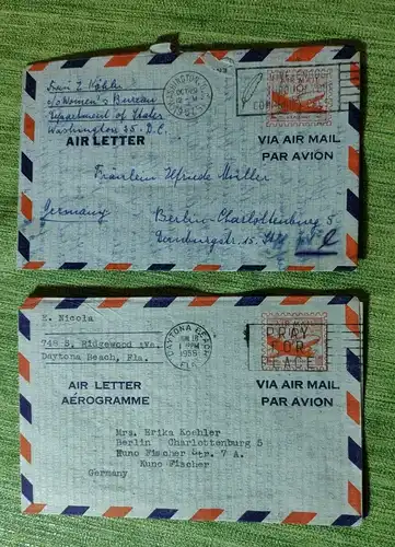 E882/ 2x Luftpostbrief Air Mail Washington / Daytona