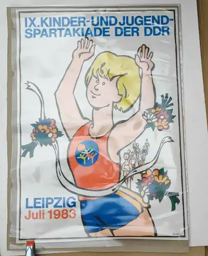 E854/ DDR Plakat IX. Kinder-und Jugendspartakiade der DDR 1983 80x57cm