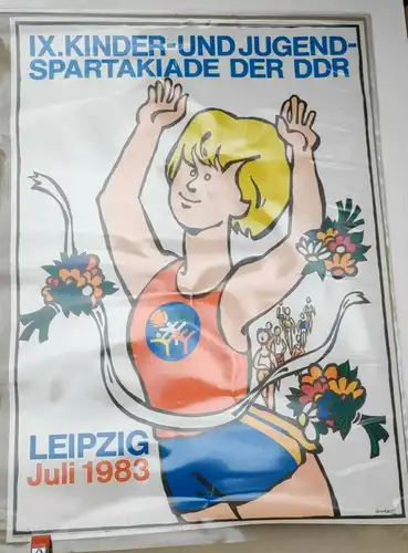 E854/ DDR Plakat IX. Kinder-und Jugendspartakiade der DDR 1983 80x57cm