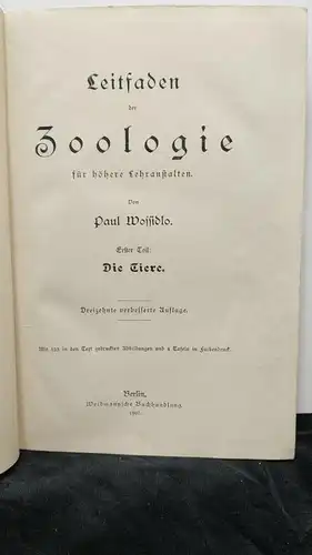 E502/ Wossidlo :Leitfaden der Zoologie. Erster Teil : die Tiere