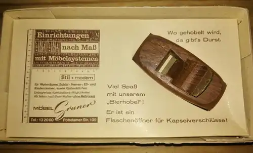 E109/Werbung Möbel Gruner Berlin mit Hobel