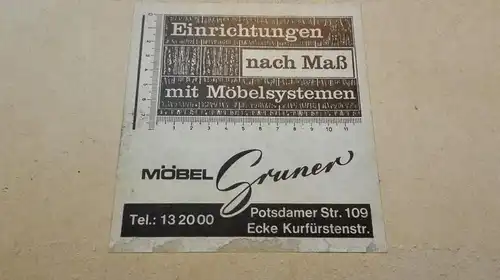 E109/Werbung Möbel Gruner Berlin mit Hobel