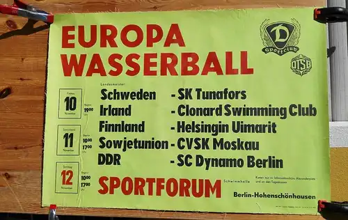 E52/ Poster Plakat  Wasserball Sportforum Dynamo Berlin