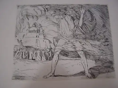 GB302/ Orig. Radierung Bibelmotiv Moses W. Orth 1905