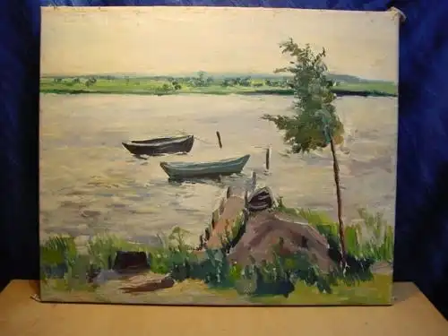 G490/ Ölbild, Stürmischer See/ Flußlandschaft 60 x 90