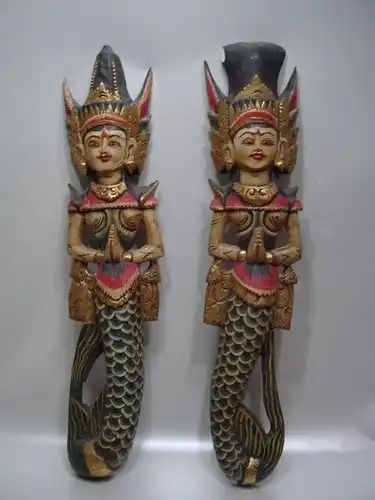 B657/ Zwei Holzfiguren Götterfiguren Asien