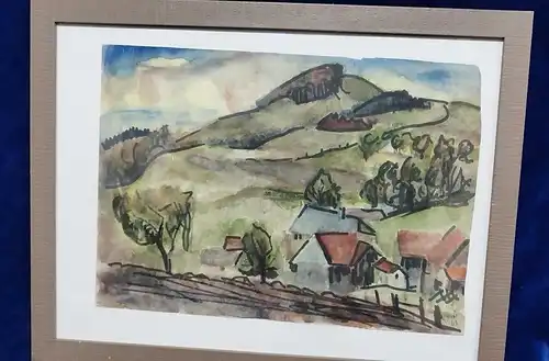 G269/ Aquarell Bauernhof vom Staatsschauspieler  Widmung