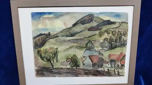 G269/ Aquarell Bauernhof vom Staatsschauspieler  Widmung