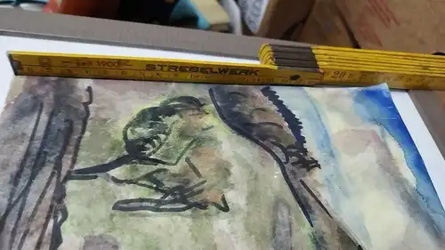  G269/ Aquarell Bauernhof vom Staatsschauspieler  Widmung 