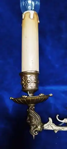 G276/ Paar antike Wandleuchter  Gründerzeit Messing Kerzenleuchter um 1880